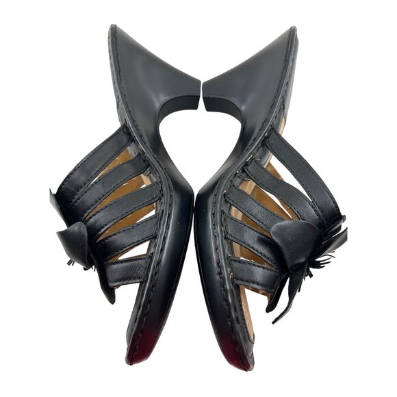 B.o.c Born Concept Womens Black Leather Sandals Size 11 M/W With Floral Design - Picture 3 of 8